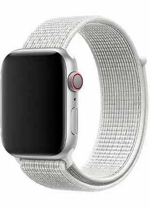 Ремешок nylon loop для apple watch 38 40 41 мм легкий нейлоновый браслет для активного использования белый