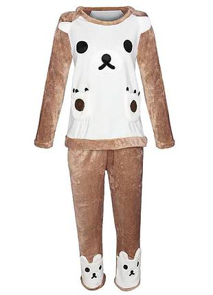 Женская тёплая махровая пижама bear white xl