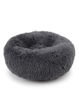 Лежак пуф для котів собак круглий 552201 m dark grey