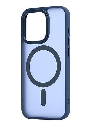 Чехол противоударный для iphone 17 pro max силиконовый с magsafe защита от падений темно-синий