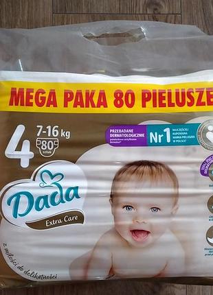 Підгузки dada pampers extra care, розмір 4 (7-16 кг), 80 шт.