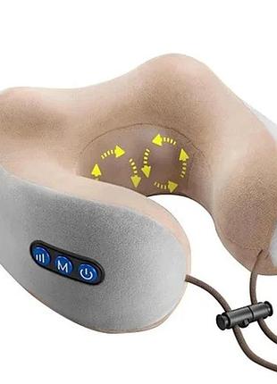 Масажер-подушка u-shaped pillow масажер для шиї спини usb бежевий