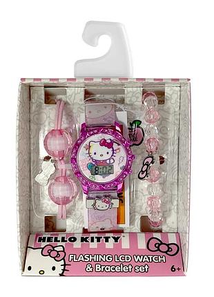 Набір hello kitty дитячий електронний годинник з підсвіткою та браслети хелло кітті