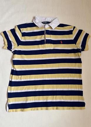 Смугаста футболка-поло polo ralph lauren із жовтими, темно-синіми та білими смугами