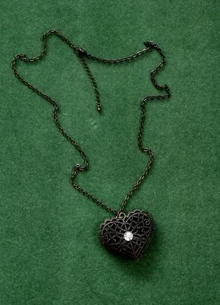 Кулон "серце" медальйон підвіска антична латунь6 фото