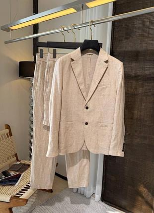 Чоловічий костюм трійка з льону loro piana