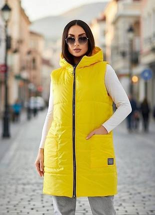 Женская удлиненная жилетка sofia li-6040 желтый, 58-60