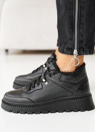 Женские ботинки кожаные зимние черные udg 24149/1а (36)