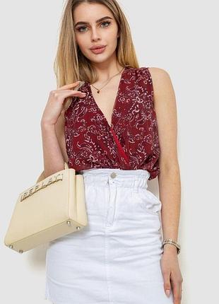 Боди с цветочным принтом, цвет бордовый, 244r080 xs, 42, xs