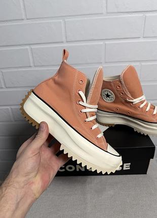 Високі кеди converse run star hike platform canvas у ніжному персиковому відтінку розмір 38-38.5