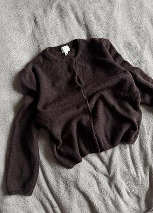 Коричневий жіночий кардиган на ґудзиках h&m шоколадного кольору