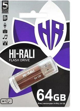 Usb флешнакопичувач hi-rali corsair bronze 64gb usb 2.0, флешка 64 гб для фото, відео та документів