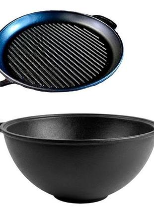 Казан чугунный мy-dishes 400мм x 15л татарский (13.7кг) с крышкой-сковородою гриль (v15cpgr)