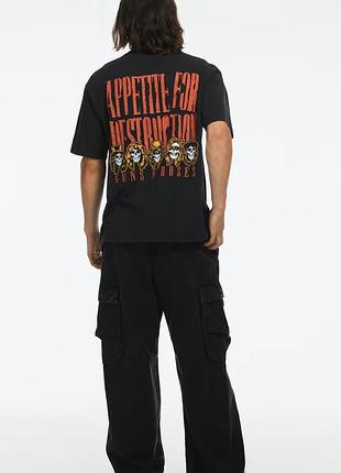 S h&amp;m новая фирменная винтажная футболка свободного кроя с принтом унисекс guns n' roses