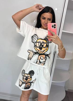 Костюм-шорти жіночий з паєтками 42-46