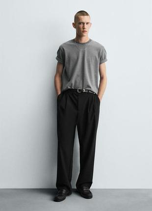 Брюки zara свободного кроя защелки 19739 black 40