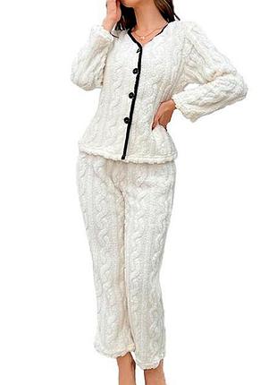 Жіноча тепла піжама 5312 white костюм для дому s