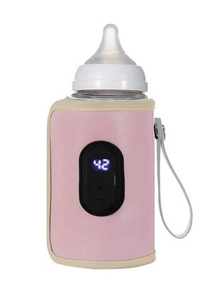 Портативный подогреватель n-022 для детской бутылочки usb цифровой дисплей pink