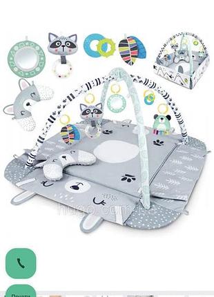 Дитячий килимок 3в1 (110х100х53см) + 6 іграшок та 18 куль, ricokids rabbit / килимок для розвитку дітей