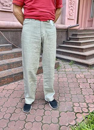 Брюки мужские лен лето светло оливковые doramafi 46 (s)