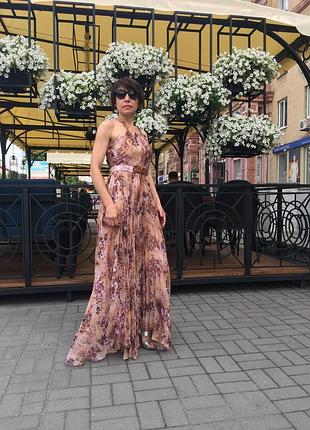 Жіноче плаття сарафан у підлогу довге гофре шовк легке модне