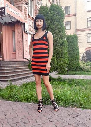 Платье сарафан летнее societa черно красное с открытой спиной трикотаж короткое модное яркое