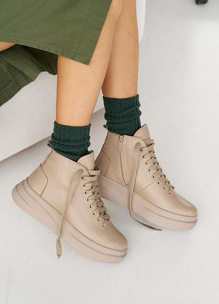 Женские ботинки кожаные зимние бежевые udg 24171/125 (38)