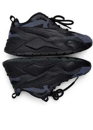 Puma rs-x efekt prm 38розмір устілка 24 замша пума вʼєтнам чорні з синіми вставками жіночі чоловічі кросівки унісекс демісезон осінь весна