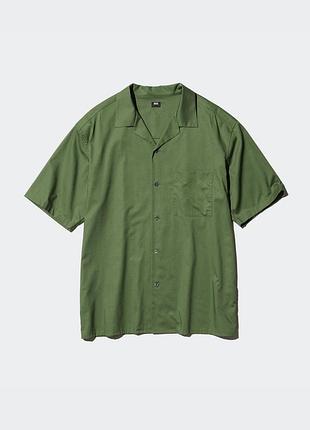 Рубашка uniqlo l хаки оливковое зеленое