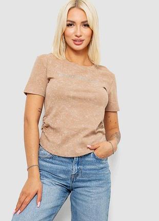 Футболка женская с принтом, цвет бежевый, 221r3307