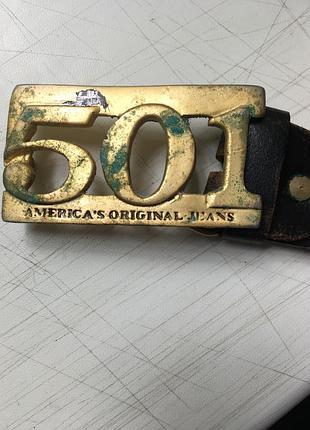 Вінтажна латунна пряжка для ременя levi's 501 "america's original jeans" (1970-80-ті роки)