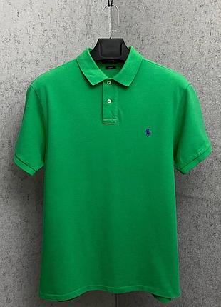 Салатова футболка поло від бренду polo ralph lauren