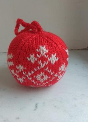 Ёлочная игрушка "вязаный шарик", декор, украинский сувенир6 фото