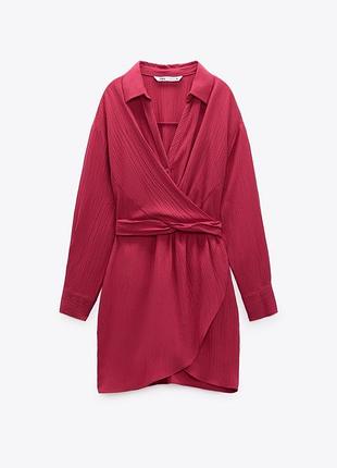 Сукня zara малинового кольору s, сукня рубашка