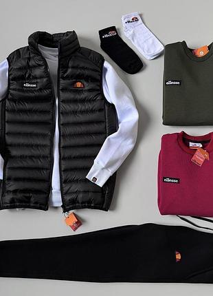 Набор ellesse зима: жилет черный свитшот-брюки