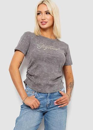 Футболка женская с принтом, цвет серый, 221r3303