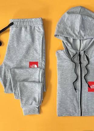 Спортивный костюм двунить трикотаж the north face grey осень весна
