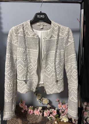 Жіночий твідовий жакет zara у стилі chanel (розмір xs/s)