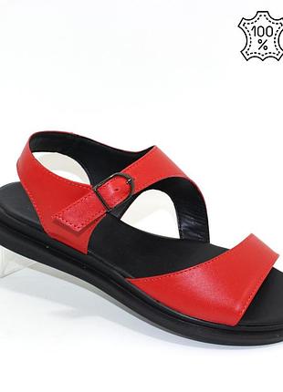 Женские красные босоножки из натуральной кожи 36-40