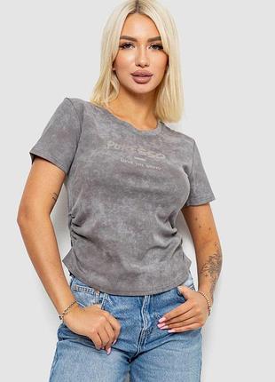 Футболка женская с принтом, цвет серый, 221r3308