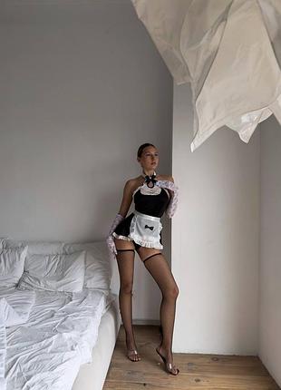 Женские черные чулочки с бантиками💔