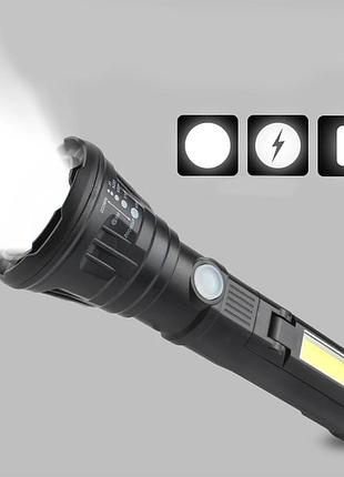 Фонарь panther pt-8182 аккумуляторный usb с боковой лампой для кемпинга и освещения в темноте