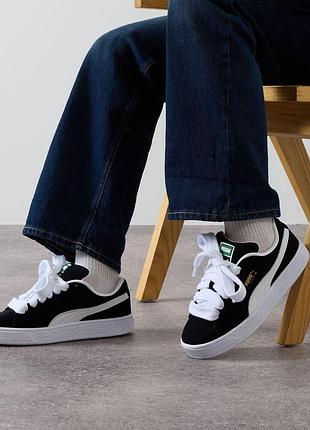 Женские кроссовки стильные пума суэде puma suede xl black white 36 37