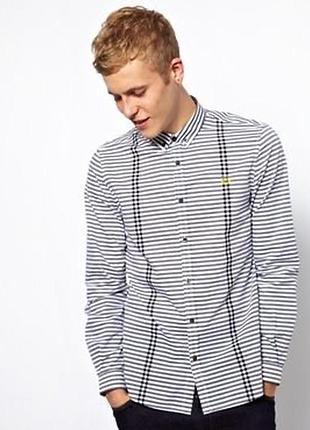 100% бавовна  пряма сорочка у смужку бренд fred perry