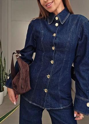 Сорочка жіноча джинсова , блуза з деніму на ґудзиках denim co