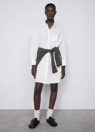 Стильная удлиненная рубашка оверсайз zara