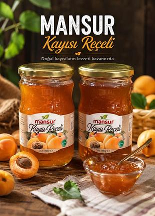 Варення абрикосове mansur kayısı reçeli 800 г турецький джем з абрикосів