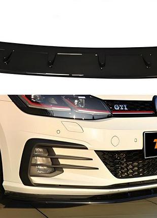Передня lip накладка dpt v-1 (для gti, 2017-2019, чорний глянець) для volkswagen golf 7/e-golf рр