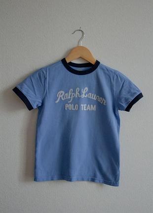 Футболка на мальчика голубая оригинал polo ralph louren в винтажном стиле
