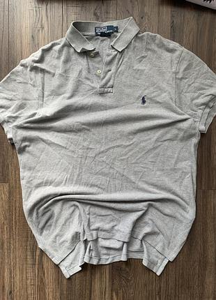 Ригинальное мужское поло polo by ralph lauren (серый меланж)